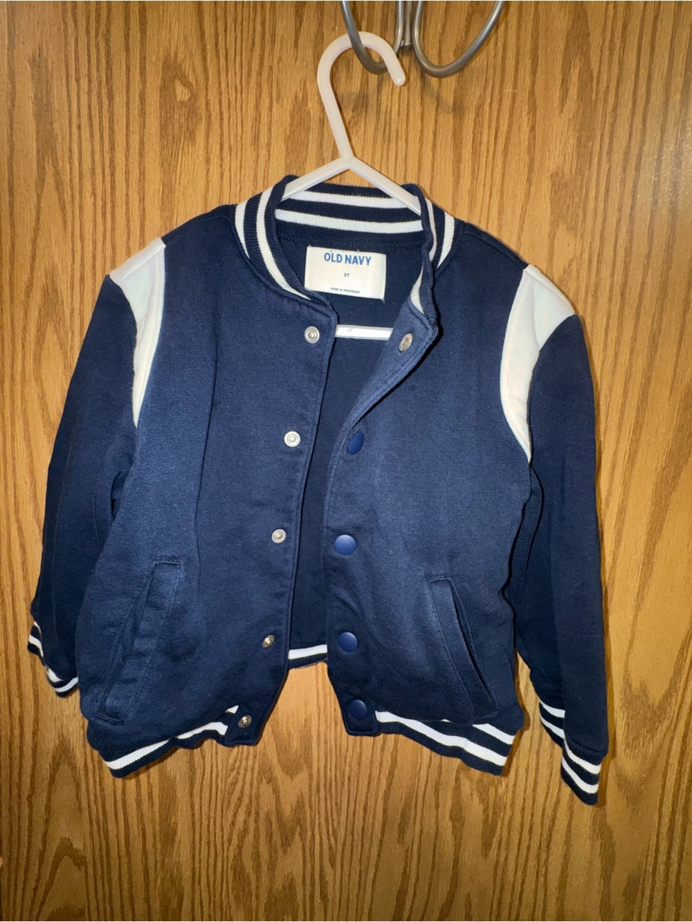 Old Navy Kids Navy and White Letterman Jacket